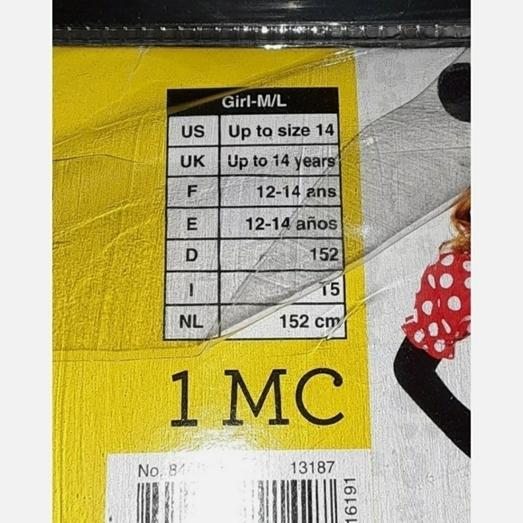 NWT Minnie Mouse Disney Halloween Costume Girl's Size 8-10 & 12-14 Long Sleeve - Picture 4 of 4